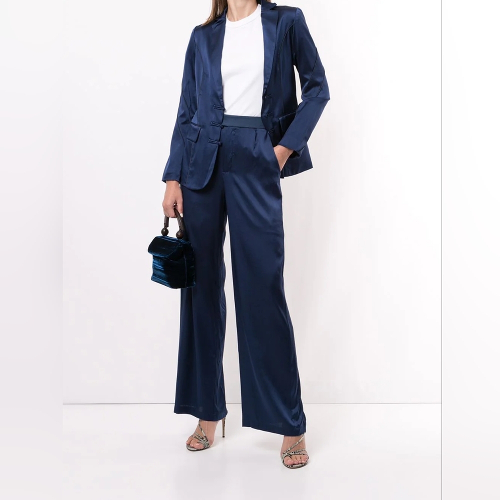 NWT $1195 sz 6 Aliette dark navy satin pants